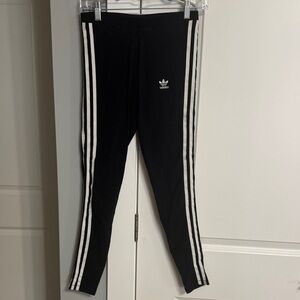 Adidas Black Leggings with White Stripes